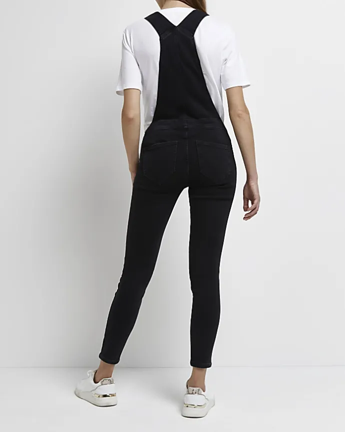 Black denim maternity dungarees