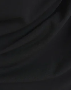 Black drape off shoulder bodycon midi dress