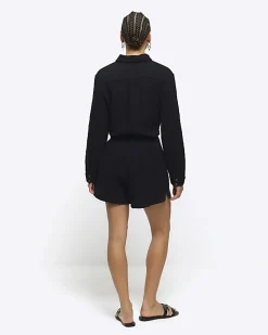 Black elasticated shorts