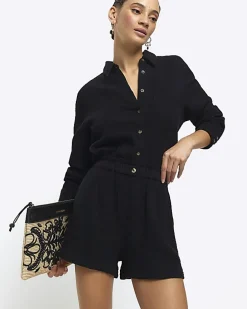 Black elasticated shorts