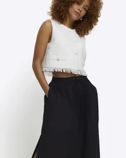Black elasticated waist maxi skirt