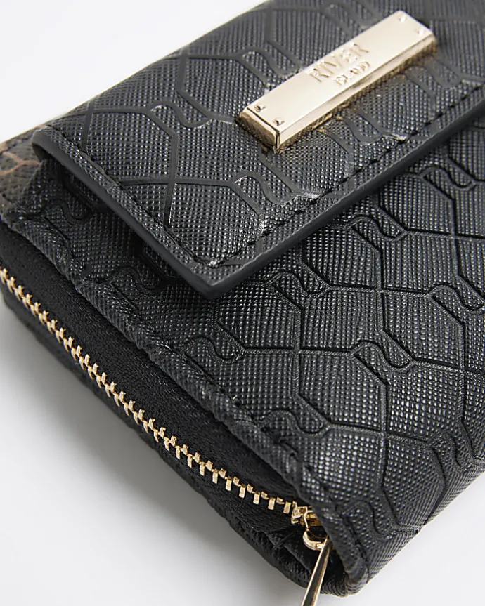 Black embossed purse
