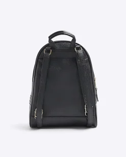 Black embossed weave backpack