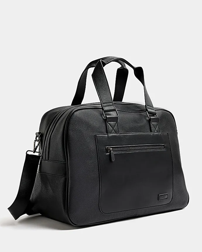 Black faux leather holdall