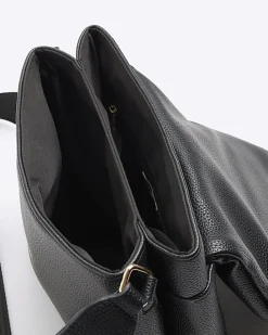 Black Flap Over Messenger Bag