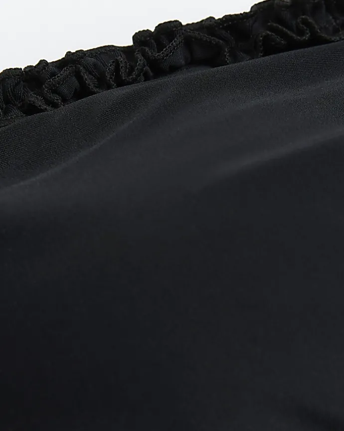 Black frill bandeau bikini top