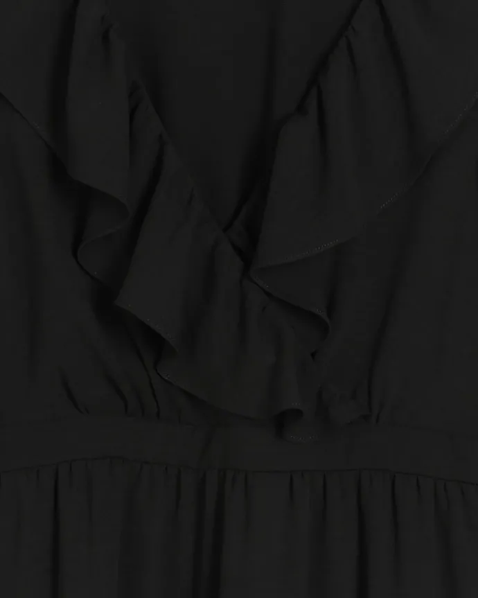 Black frill swing maxi dress