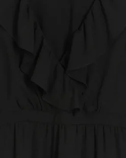 Black frill swing maxi dress