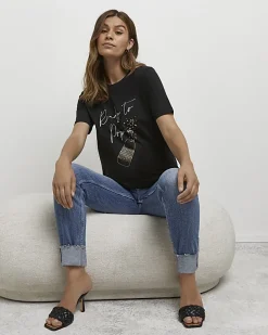 Black graphic maternity t-shirt