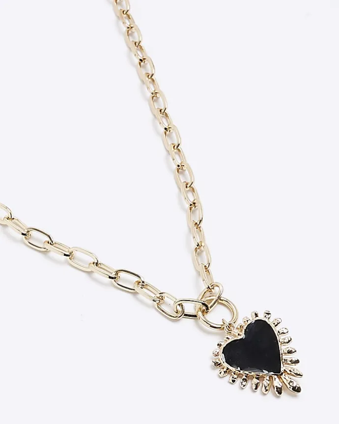 Black heart chain necklace