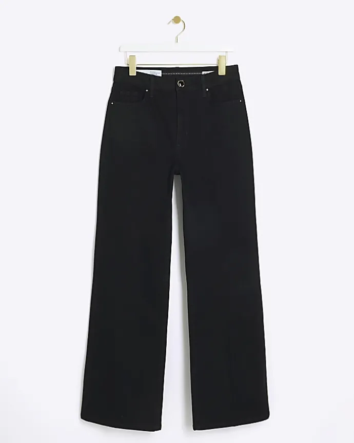 Black High Rise Wide Leg Jeans