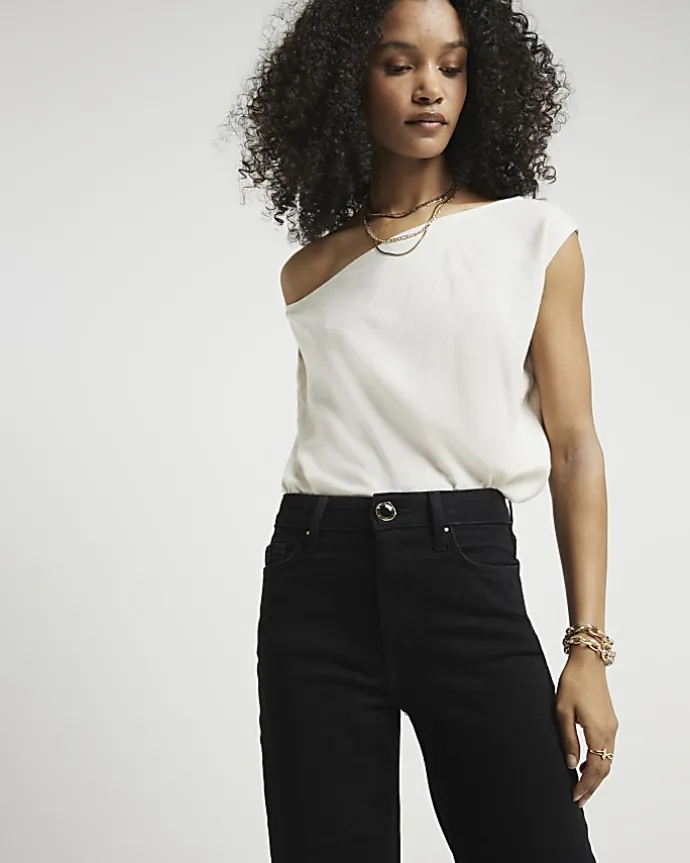 Black High Rise Wide Leg Jeans