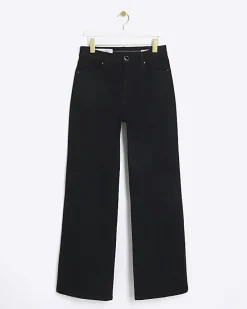 Black High Rise Wide Leg Jeans