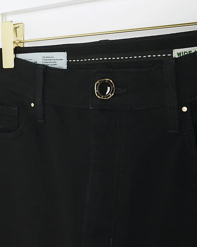 Black High Rise Wide Leg Jeans