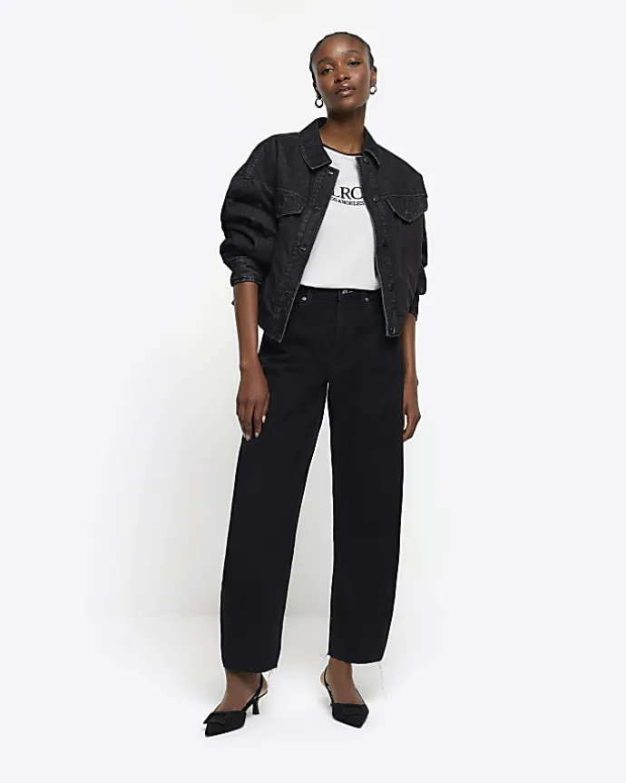 Black High Waisted Barrell Jeans