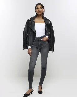 Black high waisted bum sculpt skinny jeans