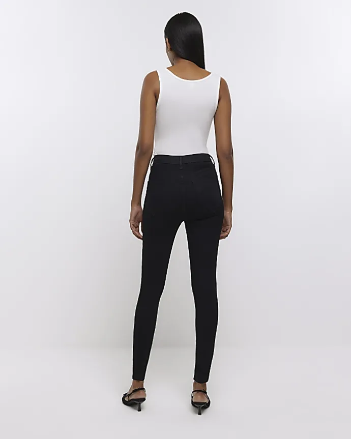 Black high waisted bum sculpt skinny jeans
