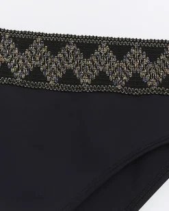 Black high waisted embellished bikini bottoms