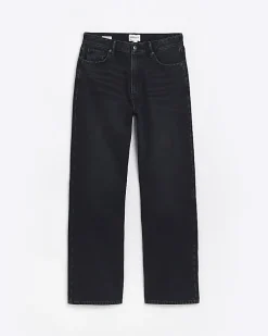 Black high waisted relaxed straight leg jeans