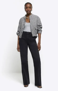 Black high waisted relaxed straight leg jeans