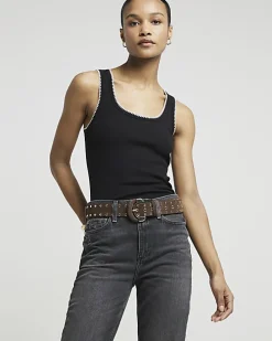 Black high waisted stove pipe straight jeans