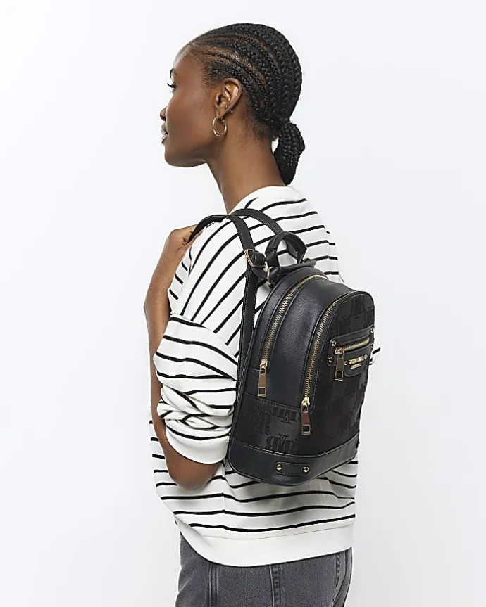 Black jacquard backpack