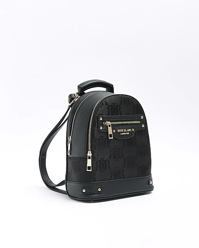 Black jacquard backpack