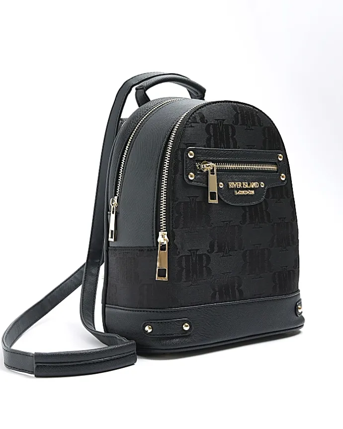 Black jacquard backpack