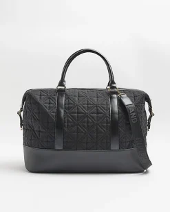 Black jacquard RI monogram travel bag