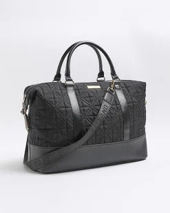 Black jacquard RI monogram travel bag