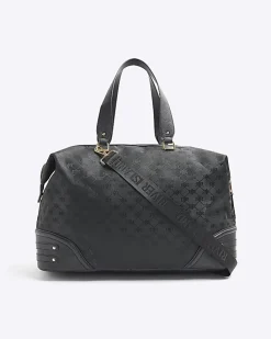 Black jacquard RI monogram travel bag