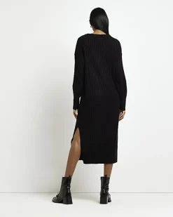 Black knit jumper midi dress