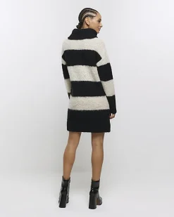 Black knit stripe jumper mini dress