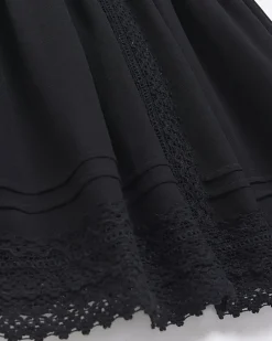 Black lace detail bandeau beach mini dress