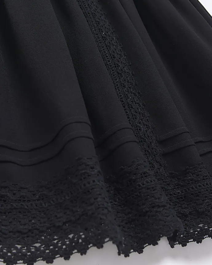 Black lace detail bandeau beach mini dress