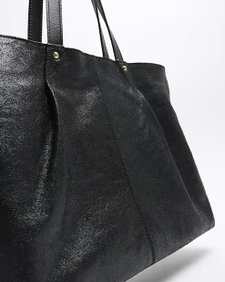 Black leather shopper bag