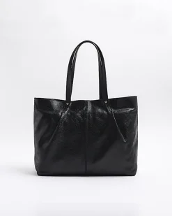 Black leather shopper bag