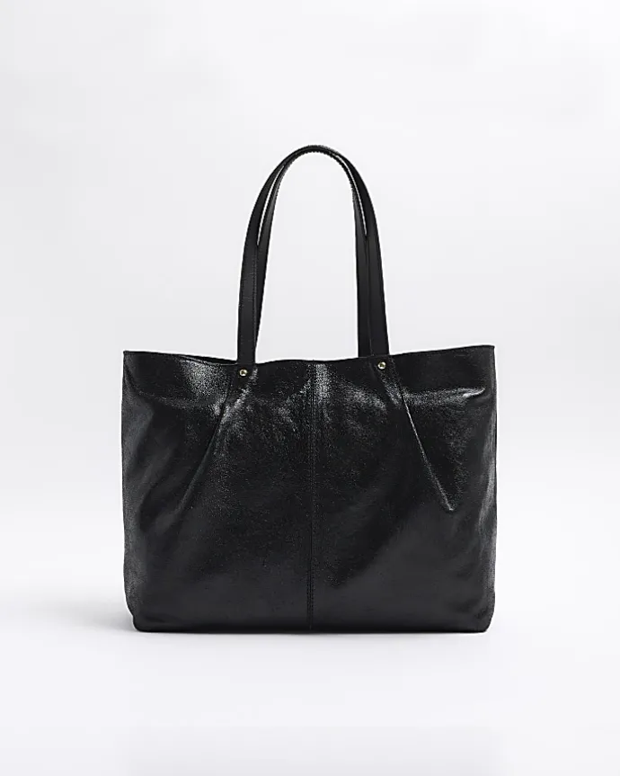 Black leather shopper bag