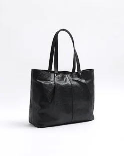 Black leather shopper bag