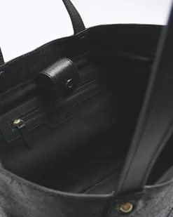Black leather shopper bag