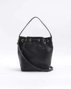 Black leather studded cross body bag
