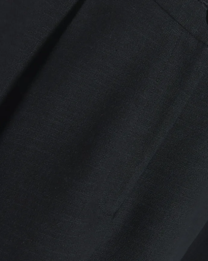 Black linen blend high waisted shorts