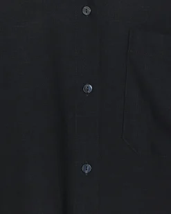 Black linen blend long sleeve shirt