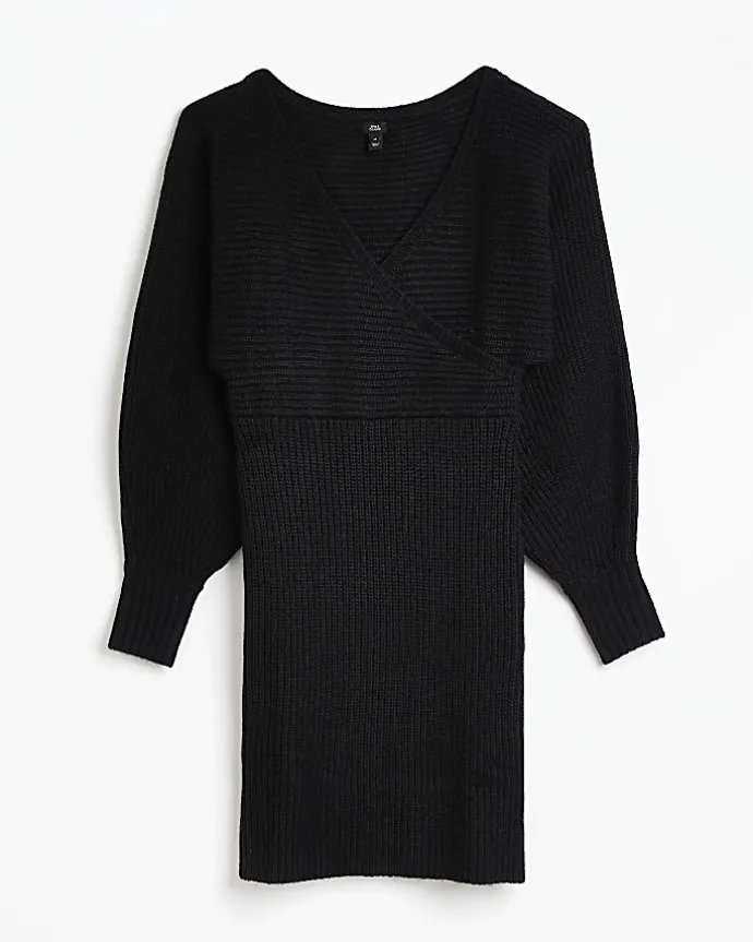 Black long sleeve jumper mini dress