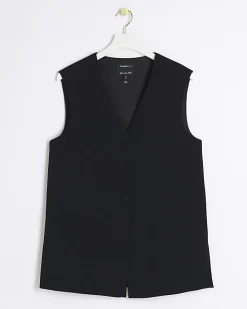Black longline waistcoat