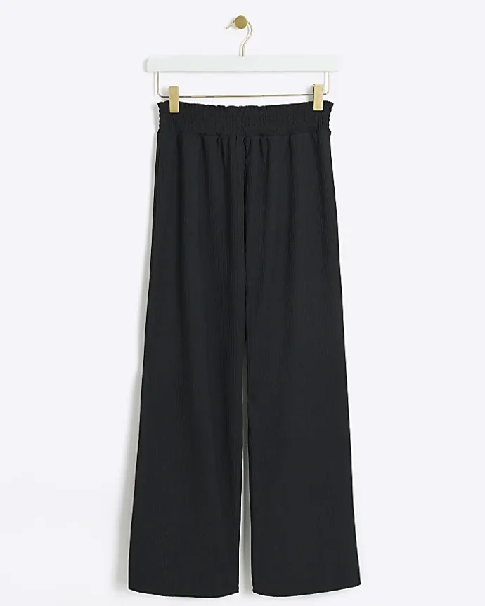 Black maternity crop wide leg trousers