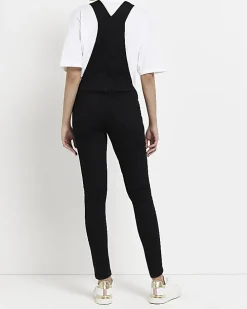 Black maternity denim dungarees