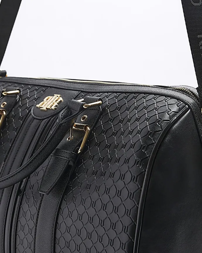 Black medium embossed RI monogram travel bag