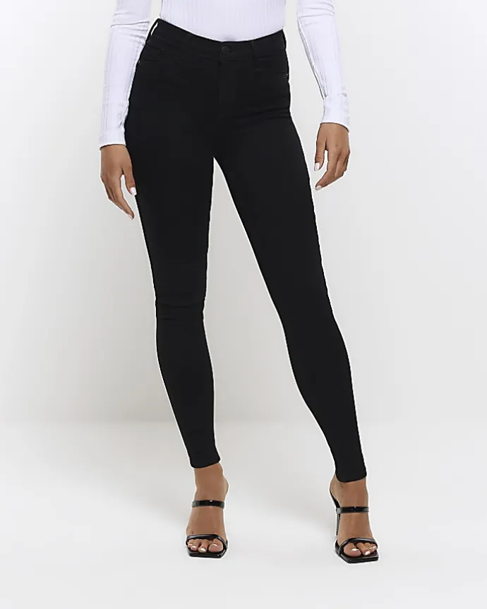 Black mid rise jeggings