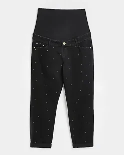 Black mid rise maternity mom jeans